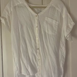 J Jill White Linen Button Top